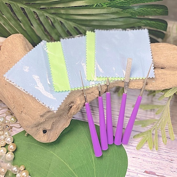 25pc DIAMOND TIPPED BEAD REAMERS & POLISHING CLOTHS JEWELRY MAKING BUNDLE LOT - Picture 12 of 16